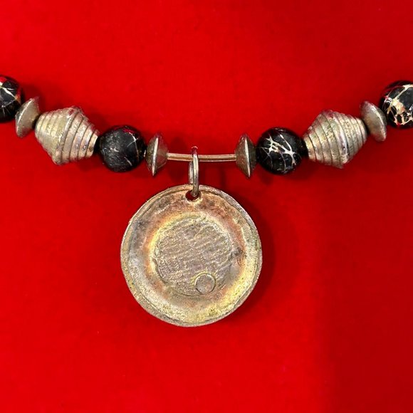 3pc. Silver Wire Cable Choker Pendant Necklace, Bracelet - Picture 3 of 8